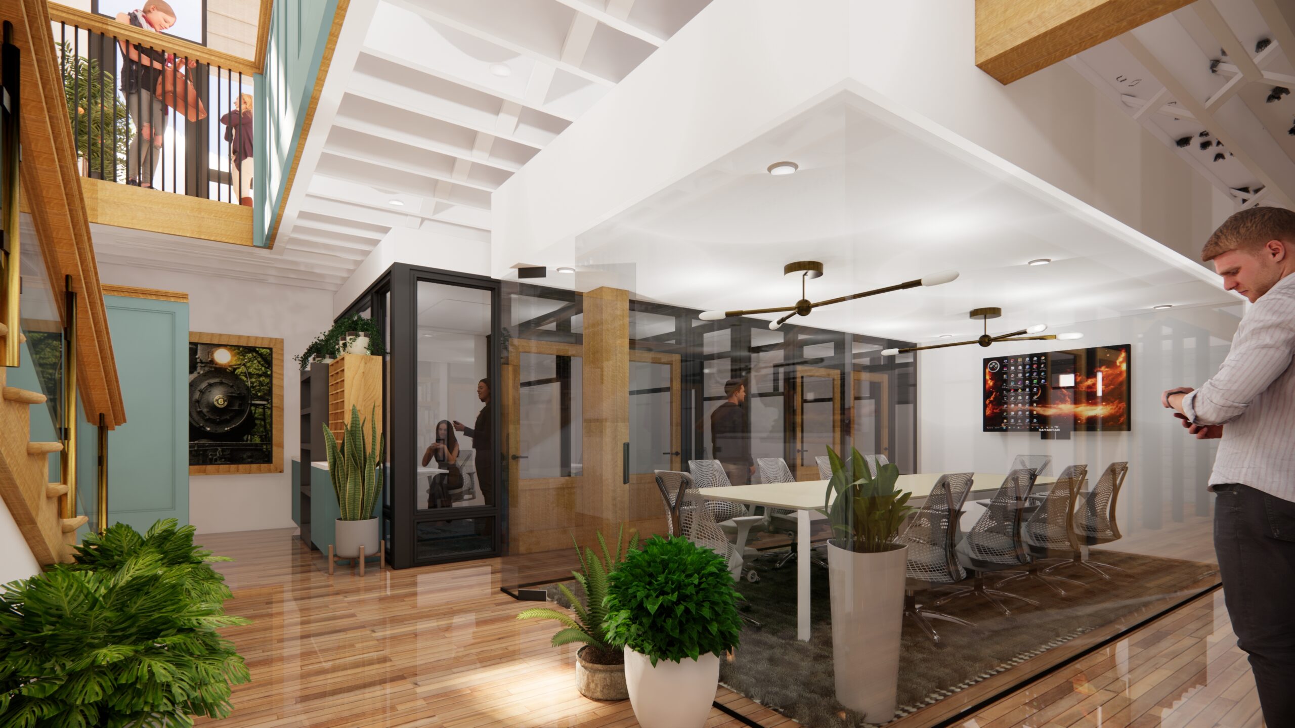 roanoke coworking space rendering lower level concept