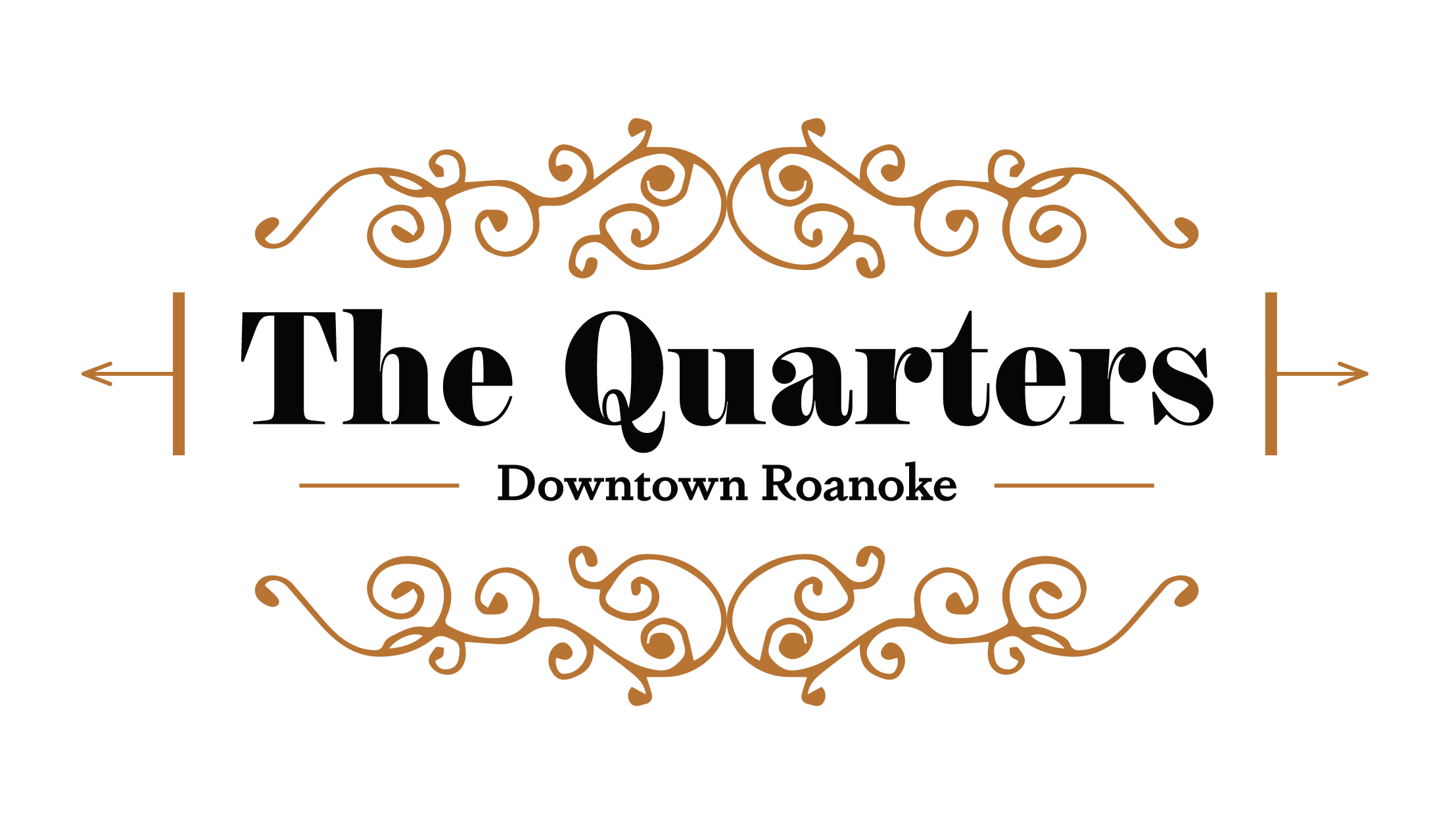 The Quarters logo in black and gold